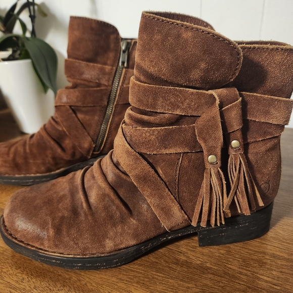 Born Shoes - Born Rustic Brown Leather Ankle Booties
